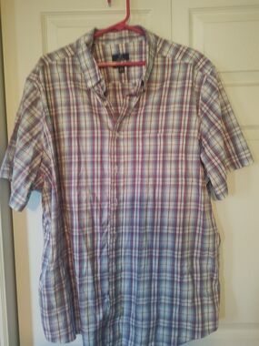 George Men's Short-Sleeve Plaid Button-Up Shirt - Multicolor 2XL